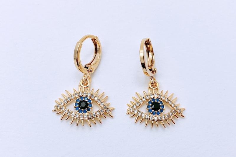 [Ozel] Daily Point Glossy Brass Cubic Earrings